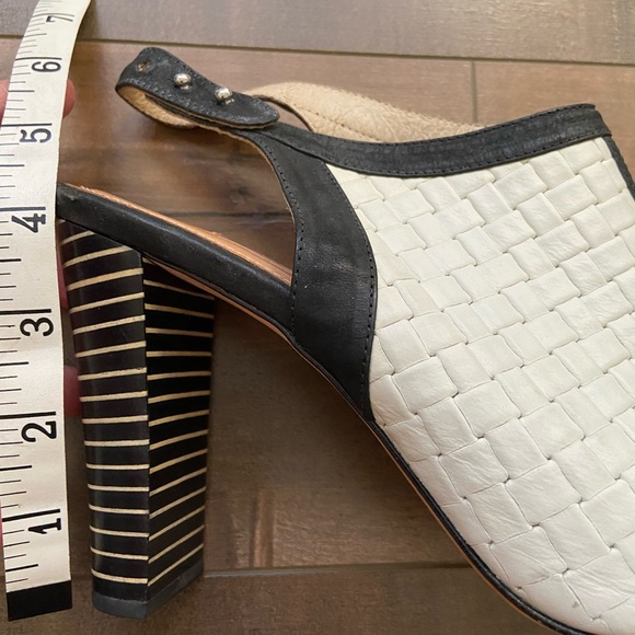 {L'agence} Black & White Leather Heels Open Toe Sandals 9 - Picture 8 of 16